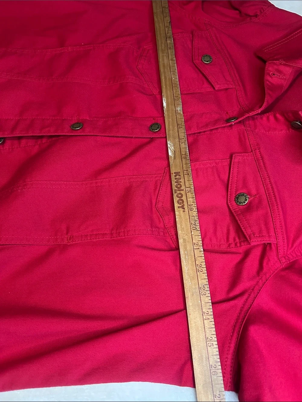 Belle Kim Gravel Red Short-Sleeve Denim Jean Jacket Women 2X - Picture 7 of 12